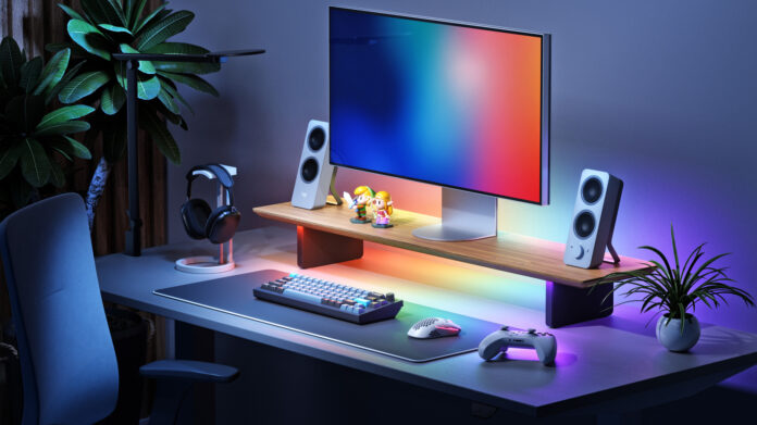 Nanoleaf’s monitor stand is an all-in-one setup that brightens up your desk space