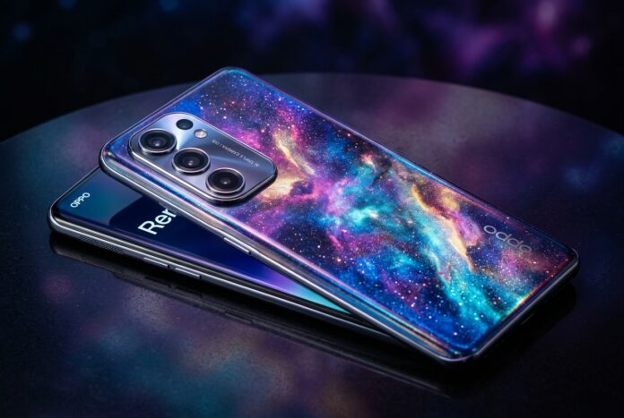 Oppo Reno16 smartphone with Pop Planet finish